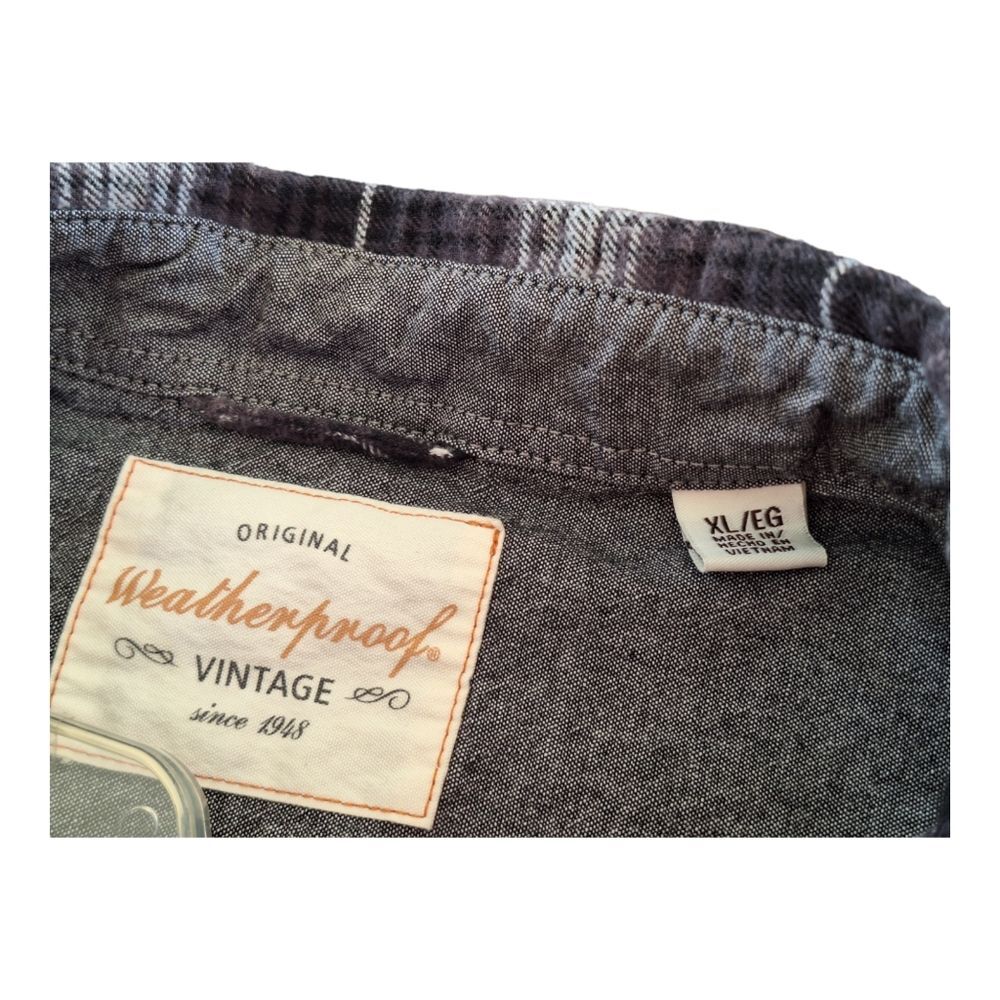 Weatherproof Vintage Flannel 100% Cotton Plaid Button Down Men's size XL Black - Picture 4 of 10